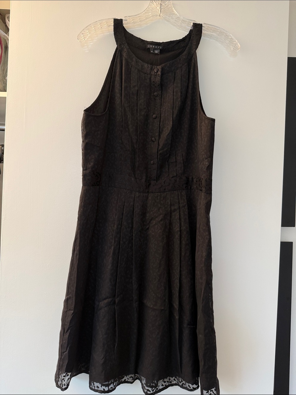 Theory Silk Sleeveless Black A-Line Dress - size 10 - NWT